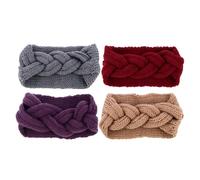 Healeved 4pcs Wraps Hair Band Knitted Headbands Practical Woolen Soft Warm Headbands for Women Family Friends Walk outside Cold Winter Days Random Color