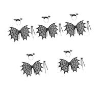 Healeved 5 Sets Halloween Creative Wing Accessory Set for Black Spider Felt Wings with Headband Cosplay Props for Party Carnival Role Play and Festival Costume