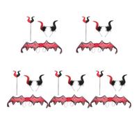 Healeved 5 Sets Halloween Devil Horns Headband with Wings and Wand Prop Cosplay Costume Accessory for Parties and Festivals