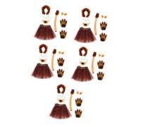 Healeved 5 Sets Lion Costume Set for Halloween and Cosplay Cute Animal Design with Lifelike Headband Tail and Skirt Fancy Dress for Boys Theme Parties and Carnivals