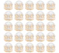 Healeved 50pcs 18k Gold Silicone Small Earring Backs for Studs Locking Ear Nut Supports Heavy Earrings Backing Kit for Secure Fit