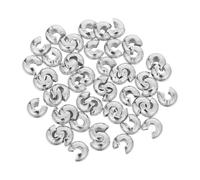Healeved 50pcs Copper C Crimp Bead Covers for Ceiling Fan Chain and Window Blind Chain Stopper, Silver Half round Bead Caps Secure Closure and Universal Compatibility for DIY Jewelry