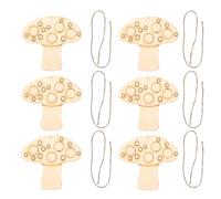 Healeved 50pcs DIY Wooden Cutout Slices for Painting and Crafting, Unfinished Wood Blank Chips for Home Decor, Mushroom Shape Woodcraft Embellishments for Arts and Crafts Projects