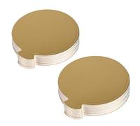 Healeved 50pcs Gold Round Disposable Cake Boards 90mm Diameter Mini Cake Display Bases for Mousse and Birthday Decorative Trays for Baking and Dessert Presentation