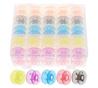 Healeved 50pcs Plastic Bobbins for Sewing Machine: Colored Empty Thread Spools with Storage Case - Assorted Color, Bobbins Sewing DIY Craft Supplies