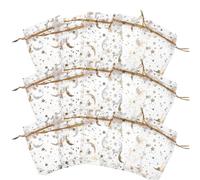 Healeved 50Pcs White Mesh Drawstring Bags with Gold Foil Stars and Moon Pattern, Small Organza Jewelry Pouches for Party Favors, Wrapping, and Candy Storage