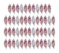Healeved 50pcs Wooden Sewing Buttons with Plume Shape for DIY Crafting and Coats, Easy to Use and Quickly to Sew, Chic Retro Style Unique Craft Buttons for Creative Projects