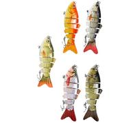 Healeved 5pcs 10cm Lifelike Split-joint Fishing Lures with Ringing Beads 16.5g Simulation Fish Baits for Freshwater and Saltwater Angling