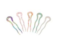 Healeved 5pcs Acetate u Shaped Hair Forks French Wavy Hair Pins Prong for Curls Bun Updo