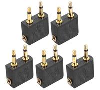 Healeved 5pcs Airplane Headphone Adapter Replacement for Flight Entertainment System Earphone Adapter, Portable and Lightweight Abs Zinc Alloy Connector Adaptor Jack for In-flight