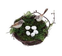 Healeved 5pcs Bird Nest Decor Artificial Bird Nest Ornament Rattan for Garden Home Decor Outdoor Decorative with Eggs