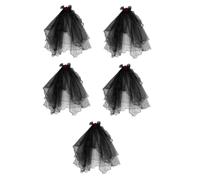 Healeved 5pcs Black Floral Halloween Headpiece Veil for Women Gothic Ghost Bride Costume Accessory with Red Rose Detail Artisan Crafted for Carnival Renaissance and Masquerade Parties