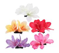 Healeved 5PCS Bohemian Artificial Flower Hair Clips for Women Double Rhododendron Hairpins Retro Floral Accessories for Vacation Wedding Party and Photography