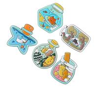 Healeved 5pcs Cat Brooch Pins Cartoon Drift Bottle Design Adorable Enamel Jewelry for Women Vintage Style Lapel Badge Clips for Jackets Backpacks Party Accessory