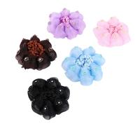 Healeved 5pcs Chic and Elegant Hair Snood Ruffles Hair Nets Diamond Flower Stage Headdress Elastic Net for Women