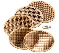 Healeved 5pcs Cross Stitch Wood Chips Cross Stitch Chip Pendants Round Beige Wood Material Handmade DIY Craft Supplies for Birthday Decoration