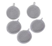 Healeved 5pcs Double-Sided Silver Kitchen Sponges Non-Scratch Dishcloths High Absorbency Multipurpose Cleaning Pads for Cookware Pots and Pans Quick Drying with Convenient Storage Loop
