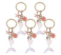 Healeved 5pcs Enamel Mermaid Keychains Set Ocean Themed Metal Pendants with Resin Coating Mermaid Purse Charms for Women Backpack Handbag Decoration