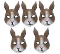Healeved 5pcs Funny Halloween Rabbit Mask with Realistic Long Hair Design Portable Cosplay Prop for Adult Party Creative Devil Style Covering Full Face for Horror Ambience and Costume