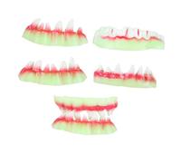 Healeved 5Pcs Glow Dark Halloween Zombie Fiend Dentures Decorative Fake Teeth for Party Pranks and Cosplay