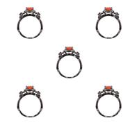 Healeved 5pcs Gothic Black Ring with Red Zircon Copper Vintage Punk Knuckle Design Comfortable Fit Ergonomic Inner Arc for Party Decor and Themed Parties Unisex Fashion Accessory