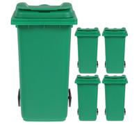 Healeved 5Pcs Green Multi-Functional Plastic Desk Trash Can with Lid, Mini Desktop Storage Holder and Pen Organizer for Office and Home Waste Sorting
