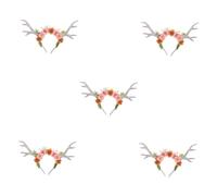 Healeved 5pcs Halloween Deer Horns Headband Faux Deer Antlers Costume Accessory Antler Headpiece for Women Girls Reindeer Cosplay Props Christmas Deer Costume Accessories