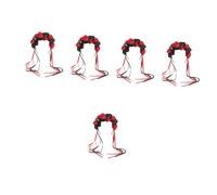 Healeved 5pcs Halloween Flower Headband Gothic Floral Headpiece for Women Party Accessory for Day Dead Cosplay