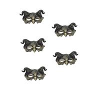 Healeved 5pcs Halloween Goat Horn Mask Half Face Breathable Masquerade Accessory for Adults Realistic Devil Skull Design for Costume Parties Cosplay Events Comfortable Fit with Large Eye