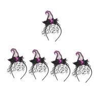 Healeved 5pcs Halloween Witch Hat Headband for Women Lightweight Decorative Hair Band for Halloween Party Cosplay Carnival Accessories with Lace Velvet Design