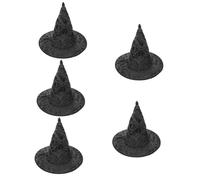 Healeved 5pcs Halloween Witch Hat Ornament Wide Brim Broken Hole Cosplay Accessory for Costume Parties and Performances Unisex for Themed Events and Photo Props