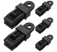 Healeved 5pcs Heavy Duty Outdoor Tent Clips Black Lock Grip Tarp Clamps Canopy Awning Camping Accessories Barbed Hooks for Windproof Secure Fixing