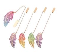 Healeved 5pcs Leaf Shaped Acrylic Bookmark Creative Book Adornment for Books, Practical Decoration, Gift for Friends and Classmates Random Color