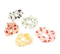 Healeved 5pcs Love Pattern Hair Scrunchies Elastic Hair Bands Mixed Colors for Various Styles for Makeup and Comfortable Stretch