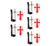 Healeved 5pcs Medieval Knight Costume Accessories Set with Sturdy Plastic Shield, Role-play Sword and Pu Belt for Adults, Authentic Viking Style for Halloween Cosplay and Historical