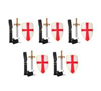 Healeved 5pcs Medieval Viking Wide Belt with Knight Shield and Sword Set, Sturdy Pu Material for Authentic Vintage Cosplay Accessories, for Halloween and Renaissance Costume Enthusiasts