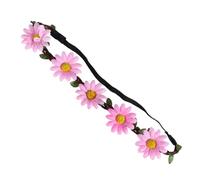 Healeved 5pcs Pink Hawaiian Sunflower Hair Wreath Bohemian Flower Hair Band Elegant Floral Accessories for Beach Theme Party Tropical Events Photo Prop and Fun Decoration