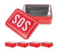 Healeved 5pcs Portable Outdoor Survival Metal Tin Boxes with Hinged Lid, Mini Pocket Medicine Storage Cases, Compact Emergency Tool and Pill Organizer for Travel and Hiking