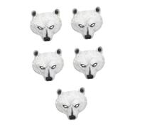 Healeved 5pcs Realistic Polar Bear PU Animal Mask Comfortable Breathable Face Cover for Halloween Cosplay Costume Party Accessories for Adults