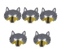 Healeved 5pcs Realistic PU Foam Wolf Mask for Adults Halloween Masquerade Prop Costume Accessory for Cosplay and Carnival Black Yellow Design