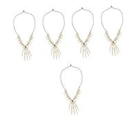 Healeved 5pcs Resin Skull Necklace Halloween Accessory Lightweight Bone Pendant Clavicle Chain Horror Style for Party Daily Wear Role-playing Cosplay