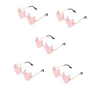 Healeved 5pcs Rimless Heart-shaped Sunglasses Cute Cartoon Devil Design Lightweight Photo Props for Valentine's Day Beach Party Holiday Dress-up