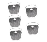 Healeved 5pcs Santa Beard Costume with Adjustable Elastic Band Realistic Thick Grey Fake Beard for Adults Comfortable Lightweight Facial Hair Prop for Christmas Party and Halloween Cosplay