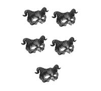 Healeved 5pcs Silver Halloween Goat RAM Horn Mask Lightweight PU Animal with Adjustable Elastic Strap Comfortable Half Face Costume Accessory for Party Cosplay and Photo Prop