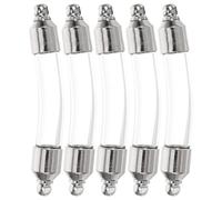 Healeved 5Pcs Small Glass Vial Pendant with 6Mm Curved Tube and White Copper Screw Cap Tiny Wishing Bottles with Lid for DIY Necklace Potion Bottle for Crafts and