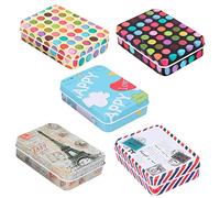 Healeved 5pcs Tinplate Storage Unit Square Packing Boxes Food Storage Containers Boys and Girls Tea Spice Organizers