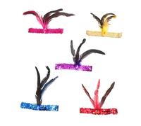 Healeved 5pcs Vintage Flapper Headband Set Plumage Plumes, Elastic Hair Accessories for Women’s Dance Parties, Costume Hair Decorations in Red, Yellow, Blue, Purple, and Rose