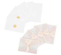 Healeved 5PCS White Hollow Lace Butterfly Flower Wedding Invitation Cards with Ribbon Tie, Garden and Rustic Style Engagement Anniversary Party Invites, Formal Wedding Congratulations Cards