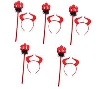 Healeved 5sets Devil Horn Headband for Women Girls Cosplay Party Red Sequin Decorative Horn Headband for Halloween Dress