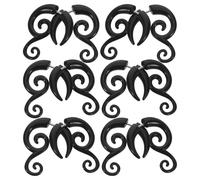 Healeved 6 Pairs Acrylic Spiral Ear Tapers Punk Fake Gauges Hypoallergenic Gothic Faux Earrings for Festival Cosplay Party Supplies